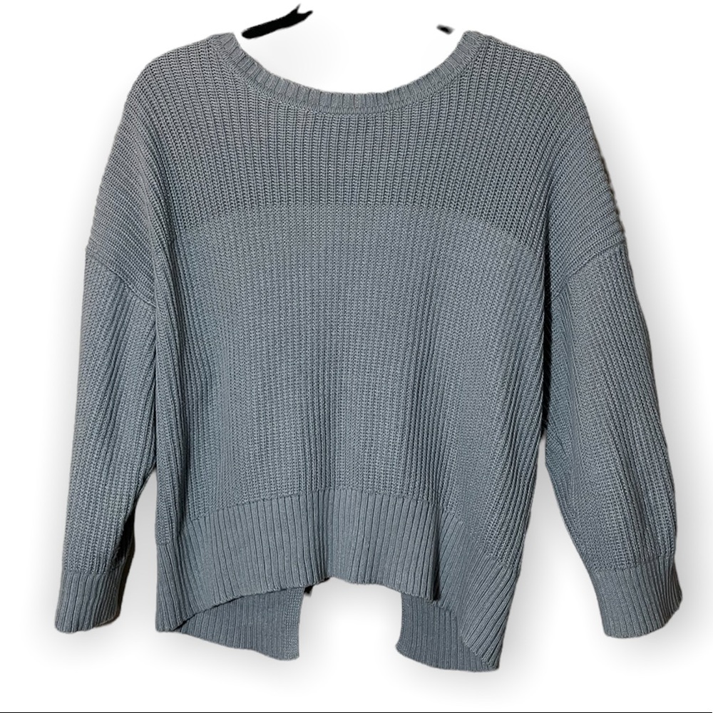 cabi Blue Knitted Reversible Zip Up Sweater